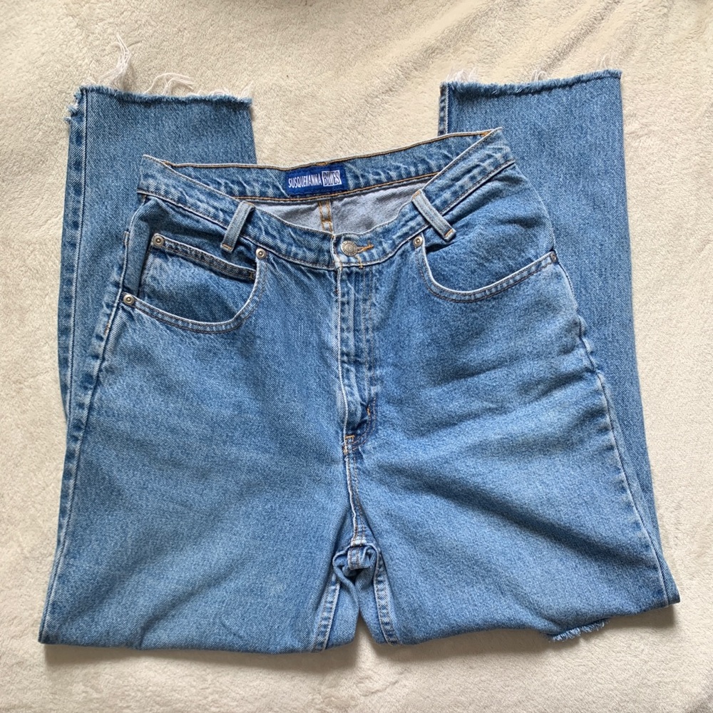 Light wash distressed denim